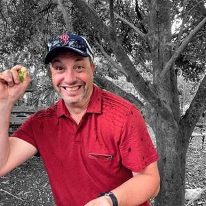 a man holding a frisbee
